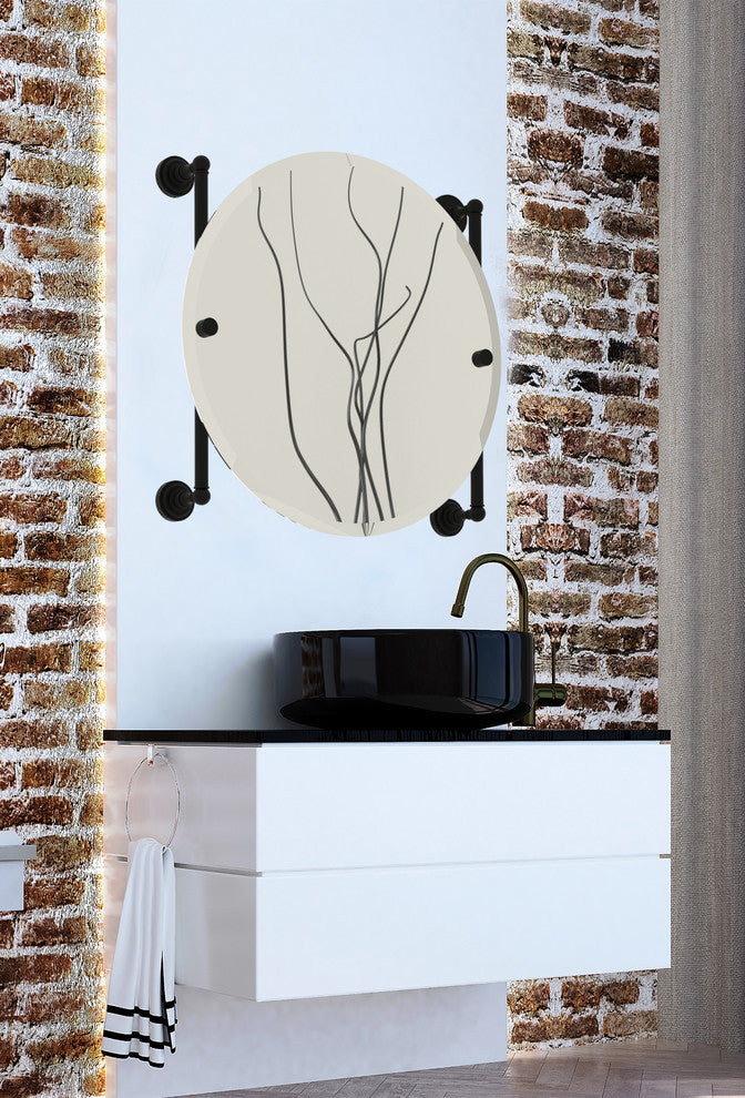 Dottingham Round Frameless Rail Mounted Mirror, Polished Brass