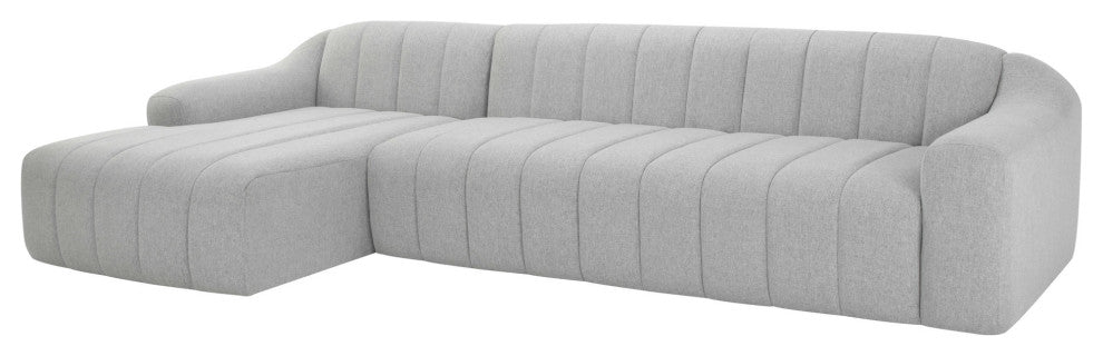 Coraline Sectional Sofa, Left Facing L Grey Linen Fabric