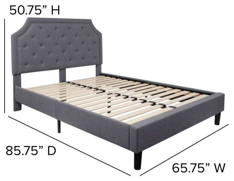 Brighton Tufted Platform Bed w/10" Pocket Spring Mattress,Light Gray-King
