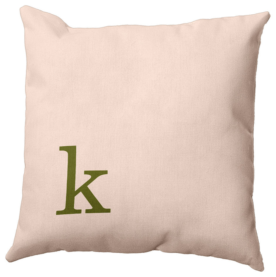 26"x26" Modern Monogram Decorative Throw Pillow, Olive