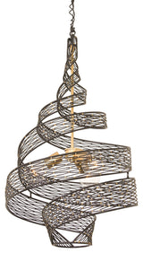 Varaluz 240P03 Flow 3 Light 18"W Wood Pendant - Matte Black / French Gold