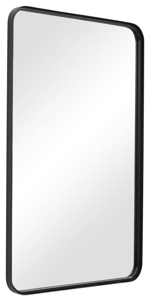 38" Industrial Black Metal Mirror