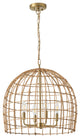 4-Light Hand-Woven Rattan Pendant Light for Kitchen Island