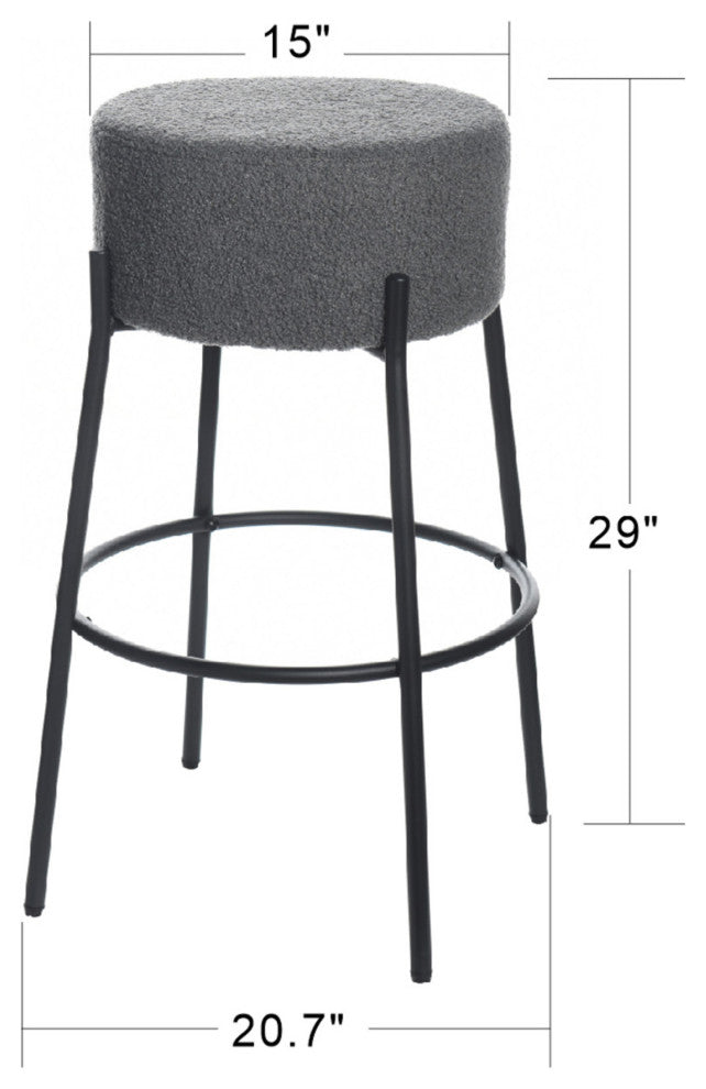 Soloist Bar Stool Slate Grey Boucle Upholstered Cushion