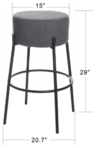 Soloist Bar Stool Slate Grey Boucle Upholstered Cushion