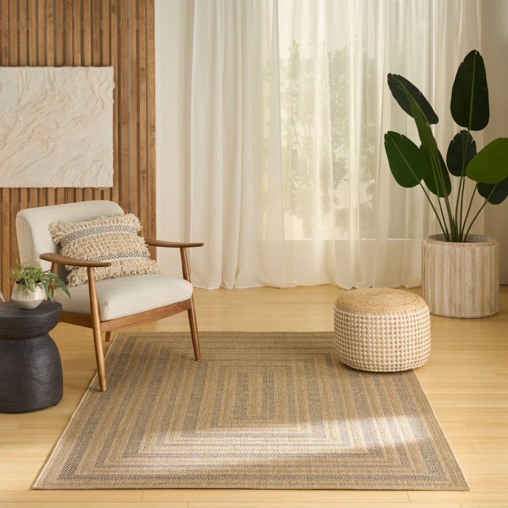Nourison Tulum 4' x 6' Taupe Grey Outdoor Rug