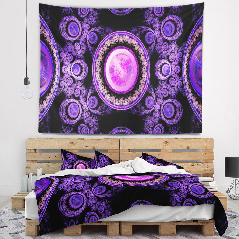 Purple Psychedelic Relaxing Art Abstract Wall Tapestry, 80"x68"