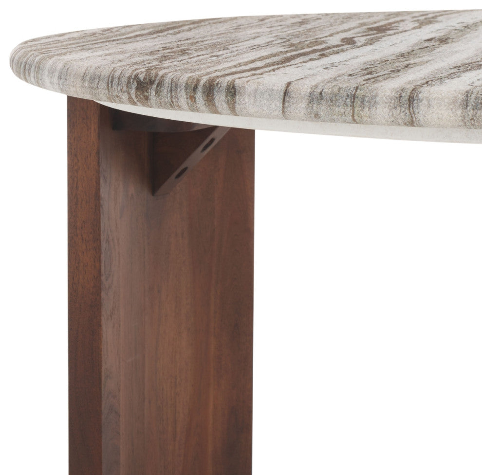 Safavieh Couture Dannica Marble Top Coffee Table, Walnut/Grey