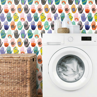 White & Purple Hamsa Peel & Stick Wallpaper