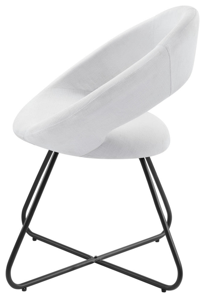 Dining Chair, Set of 2, White Black, Fabric, Modern, Cafe Bistro Hospitality