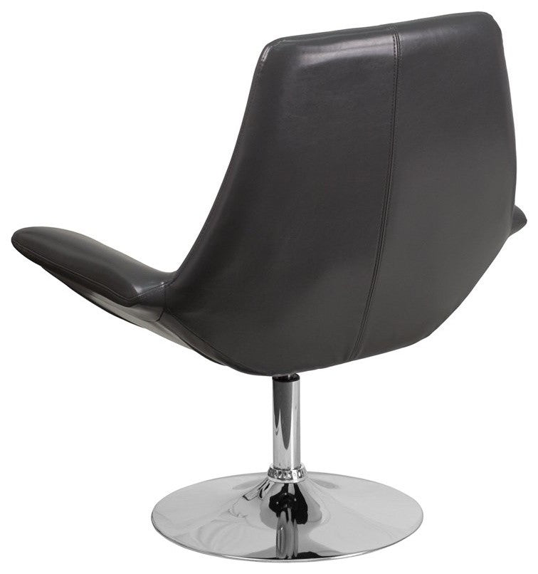 Brielle Brown Leather Side Office Chair With Integrated Arms, Gray
