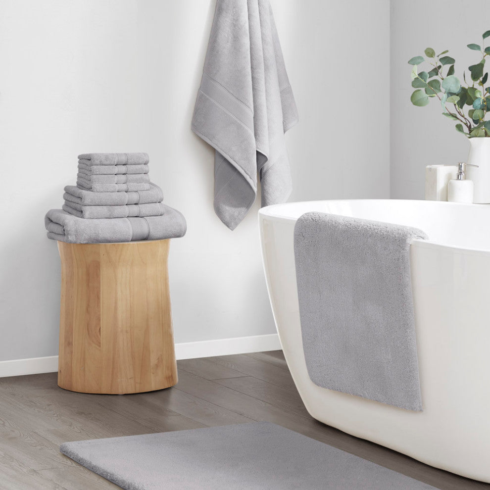 Madison Park Signature Marshmallow Bath Rug, Grey, 20x24" Contour