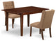 3Pc Dining Set, 1 Butterfly Leaf Table, 2 Light Sable Chairs, Mahogany