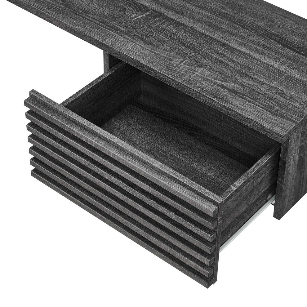 Render Wall Mount Corner Office Desk, Charcoal