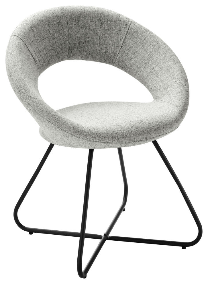 Nouvelle Upholstered Fabric Dining Chair Set of 2 Black Light Gray