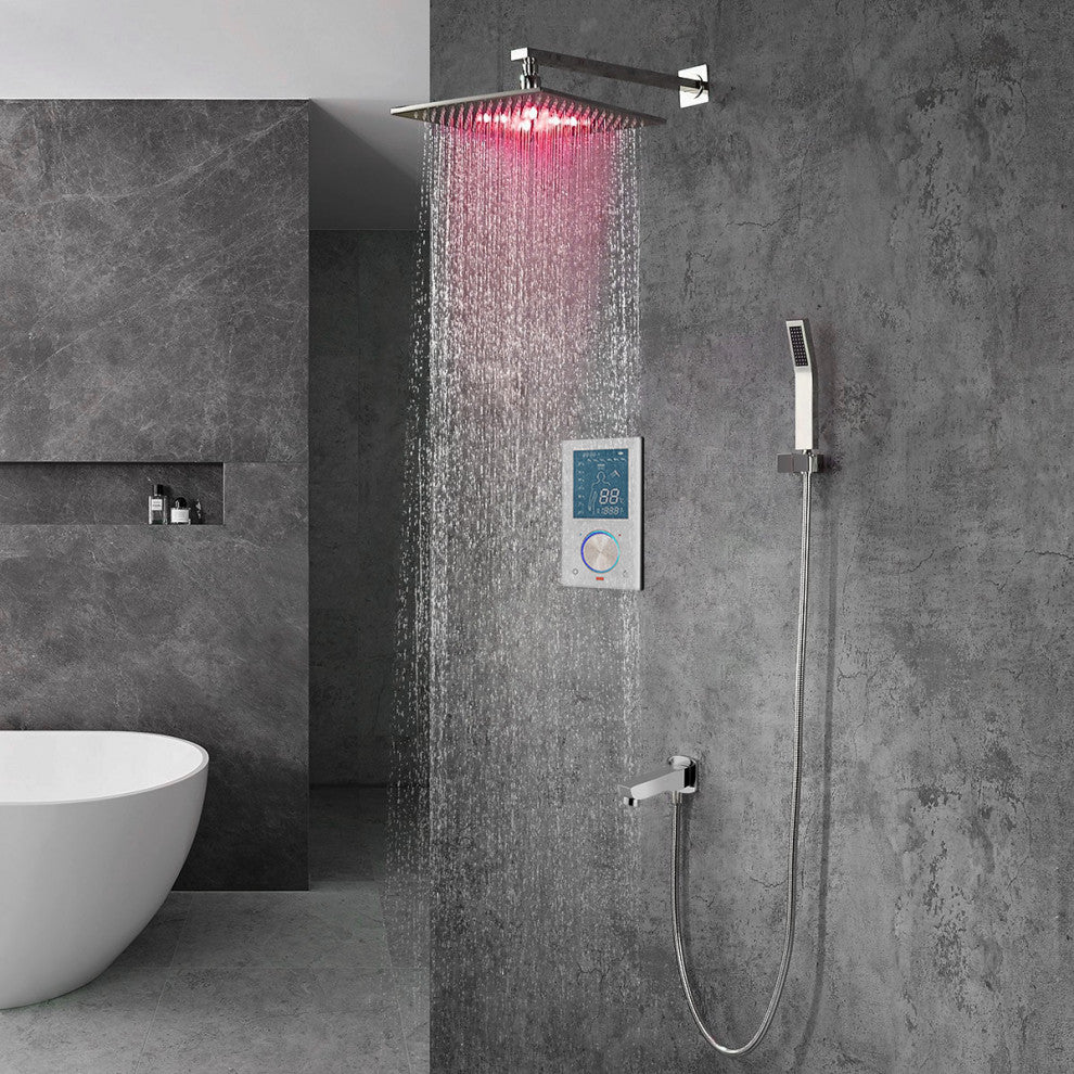 10" Wall Mount digital thermostatic shower Temperature display LED Shower Set