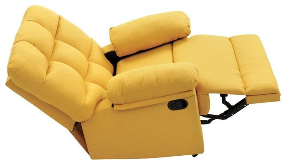Glory Furniture Cindy Twill Fabric Rocker Recliner in Yellow