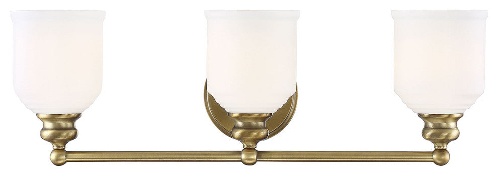 Savoy House Melrose 8-6836-3-322 Three Light Bath Bar, Warm Brass
