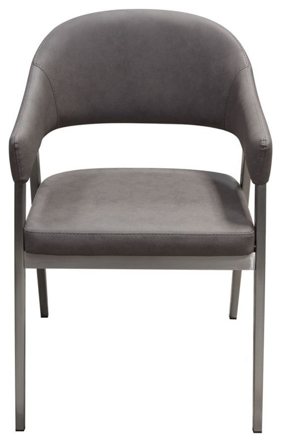 Diamond Sofa Adele Dining/Accent Chairs, Gray Leatherette, Set of 2