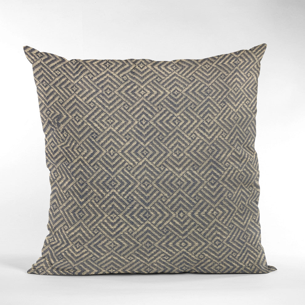 Plutus Blue Hidden Maze Plaid Luxury Throw Pillow, 12"x20"