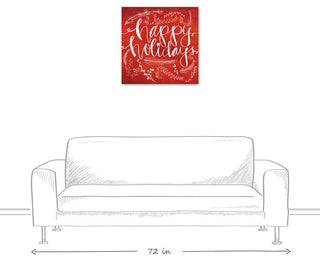 Red Happy Holidays Canvas Wall Art, 24"x24"