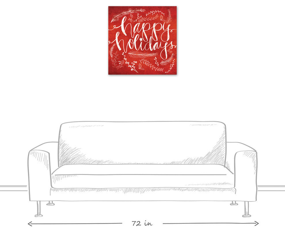 Red Happy Holidays Canvas Wall Art, 24"x24"