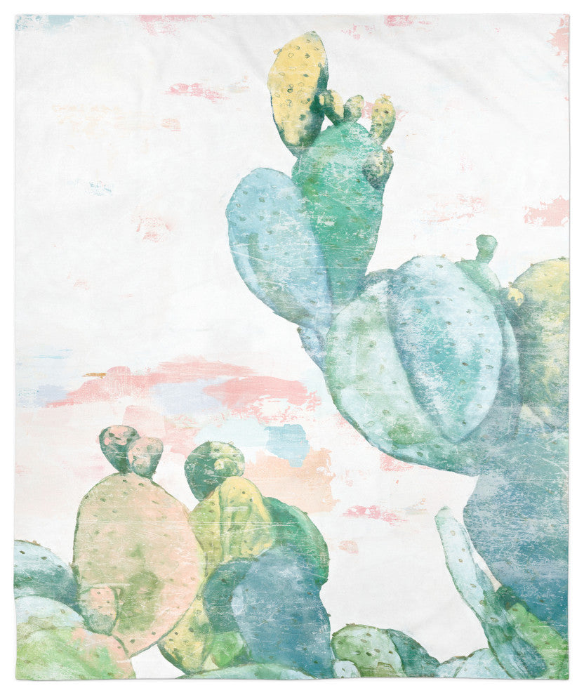 Funky Cactus Print 50x60 Coral Fleece Blanket