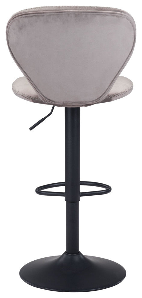 Bar Stool Chair Barstool, Steel Metal, Fabric, Gray, Black, Cafe Bistro
