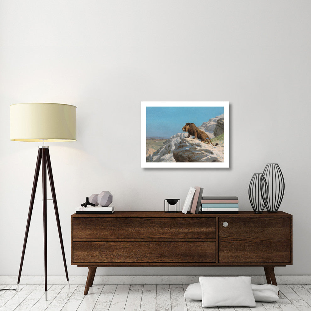 "Lion on the Watch, c. 1885" Digital Paper Print by Jean-LÃŒÂ©on GÃŒÂ©rÃŒÂ«me, 32"x24"