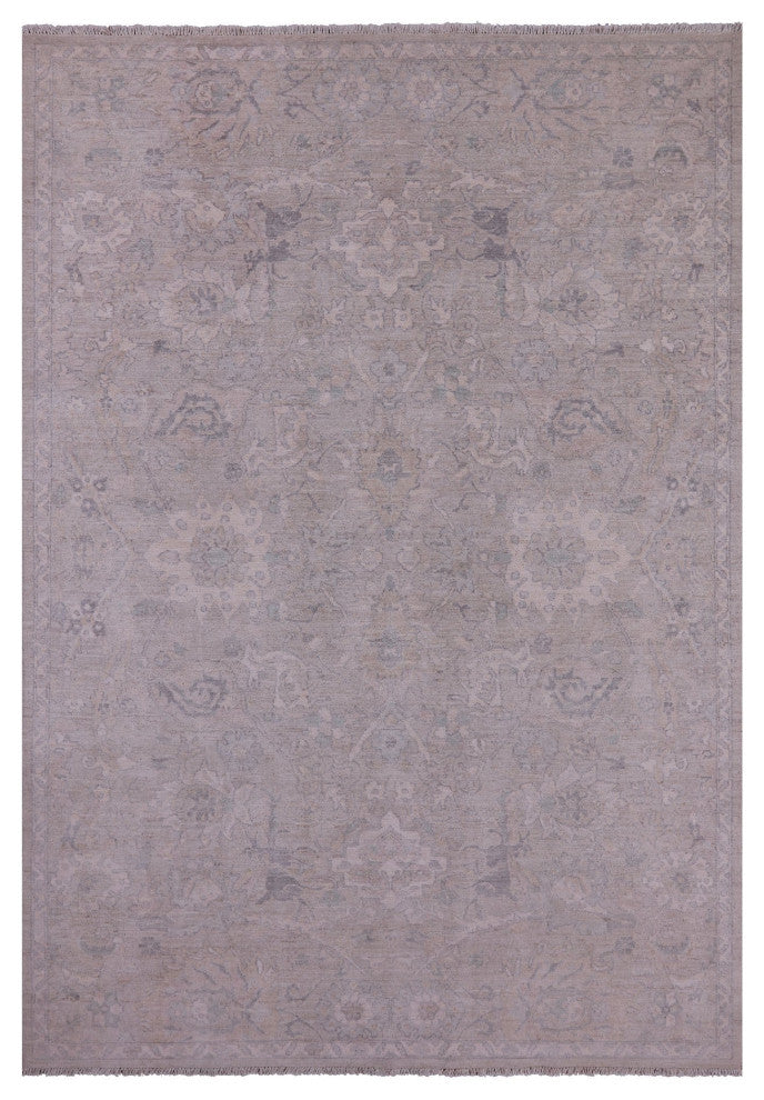 6' 1" X 8' 10" White Wash Peshawar Handmade Wool Rug Q9537