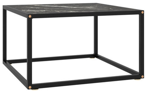 vidaXL Coffee Table End Table Accent Sofa Table for Bedroom Black Marble Glass