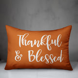 Thankful & Blessed Lumbar Pillow, Orange, 14"x20"