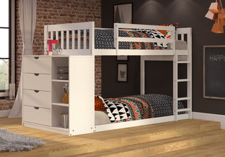 Donco Kids Chester Twin Over Twin Bunk Bed, White
