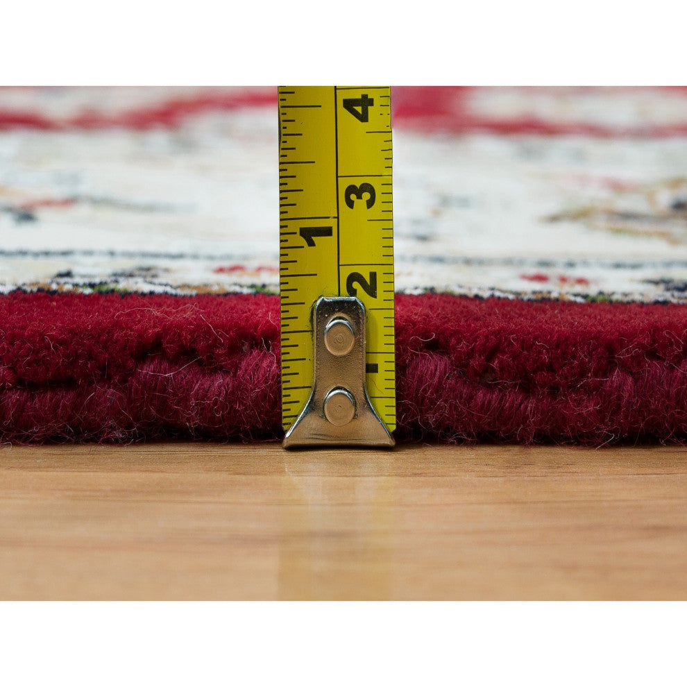 Burgundy Red, Nain Design, 250 KPSI, Soft Wool Hand Knotted Rug, 4'6"x6'10"