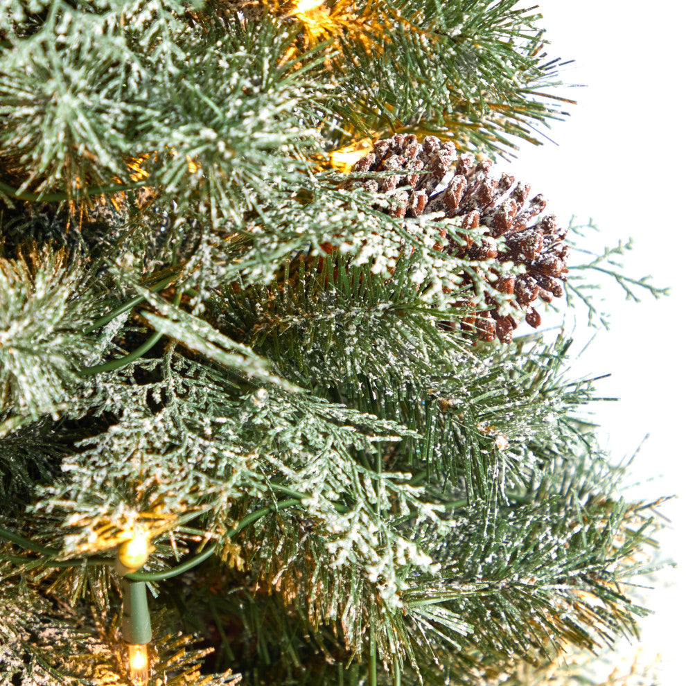 T3324 4 English Pine Artificial Christmas Tree With 100 Warm White LED Lights