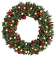 4' Oversized Pre-Lit Frosted Christmas Wreath w/ Ornaments & 40 LED Globe Lights