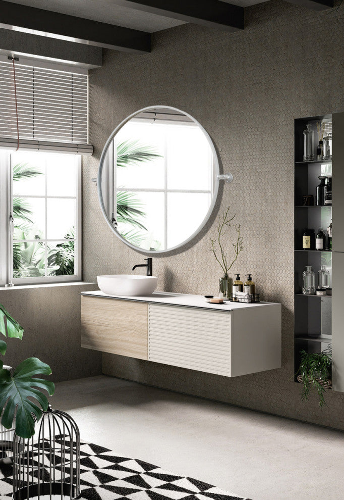 Home Living Round Pivot Mirror 30 Inch, Silver