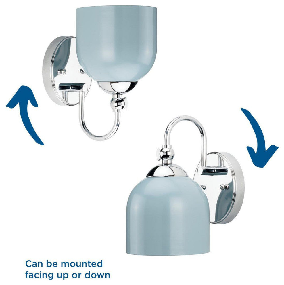 Dalton Collection 1-Light Polished Chrome Coastal Blue Vanity Light