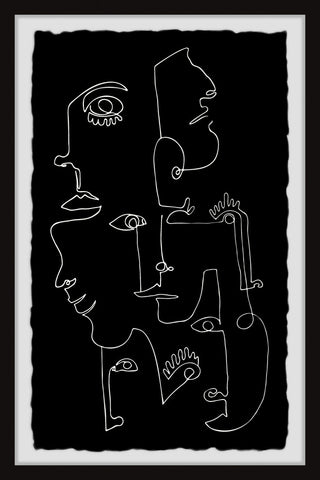 "Line Face Illusion" Framed Painting Print, 24x36
