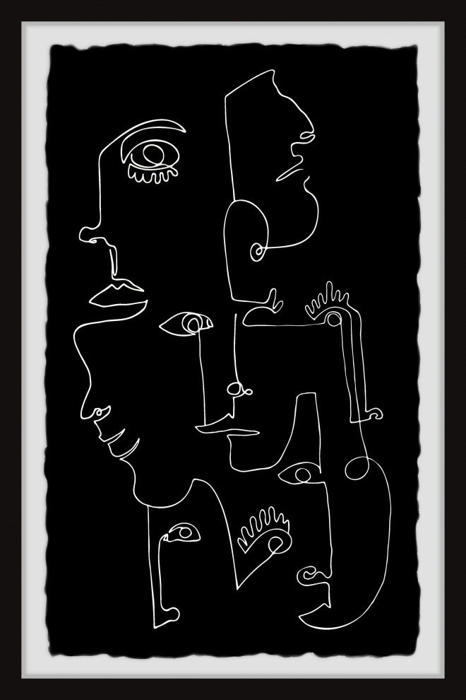 "Line Face Illusion" Framed Painting Print, 24x36