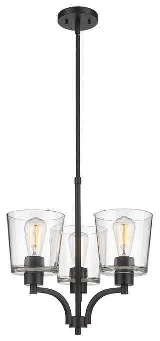 Evalon 3 Light 18" Matte Black Chandelier