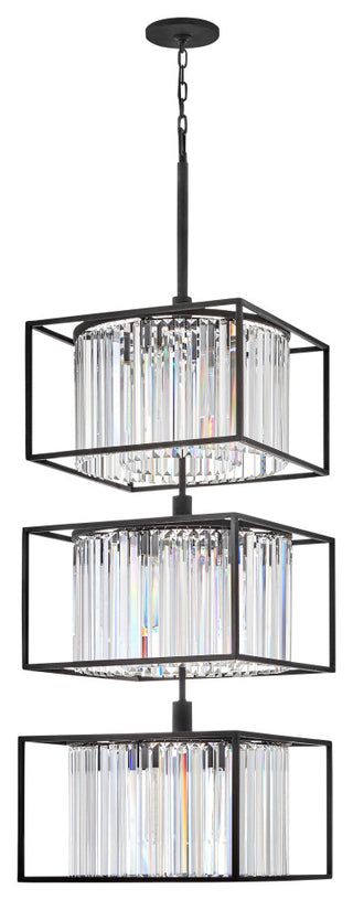 Hinkley 50.25" Giada Multi-Tier Modern Chandelier, Black + Prismatic Crystals