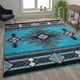 Mohave Collection Traditional Southwestern Style Area Rug, Turquoise, 8' X 10'