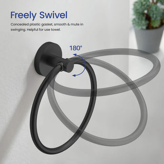 Circular 5-Piece Bathroom Hardware Set, Matte Black