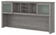 Modern Hutch, Open Shelves & Cabinets With Frosted Glass Doors, Platinum Gray