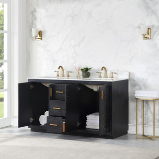 Altair Gazsi Black Oak Bathroom Vanity Set, 60", Without Mirror