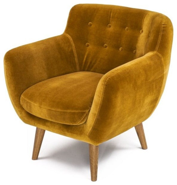 Rhodes Mid-Century Modern Tufted Arm Chair, Antique Gold