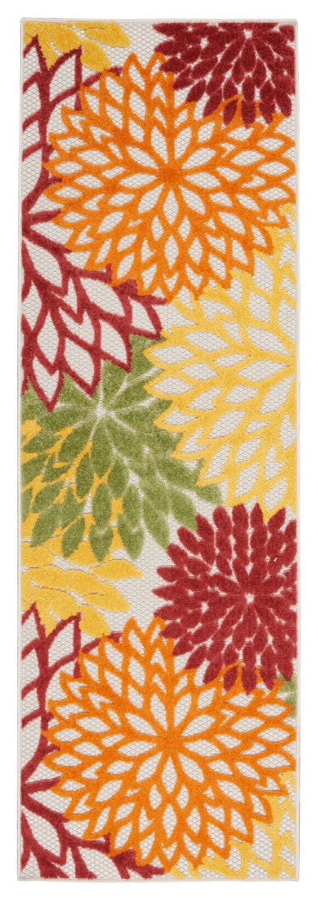 Nourison Aloha 2' x 6' Red Multi Colored Tropical Area Rug