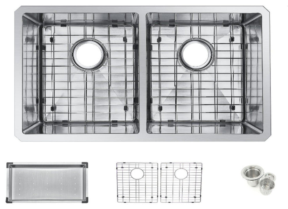 31" Double Bowl 304 Undermount Kitchen Sink With Accessories