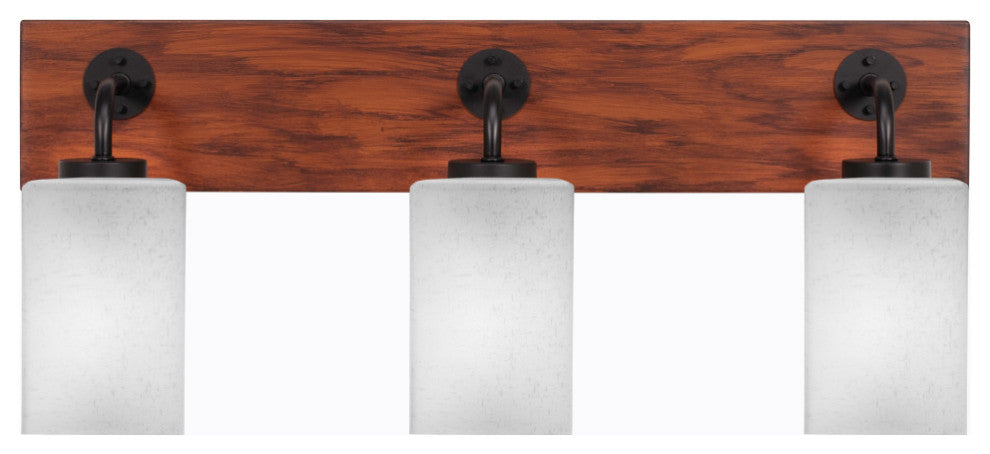 Oxbridge, Bath Bar, Matte Black & Painted Wood-look Metal, 4" White Muslin